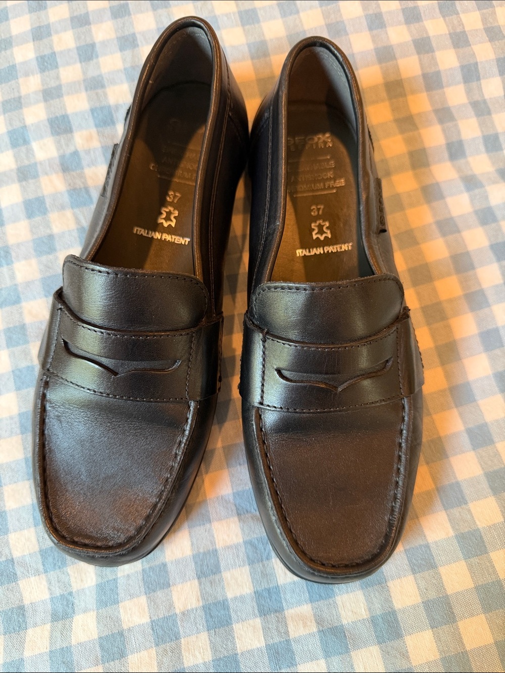 Boys Geox black penny loafer driving shoes, EUC, size 37/ size 5